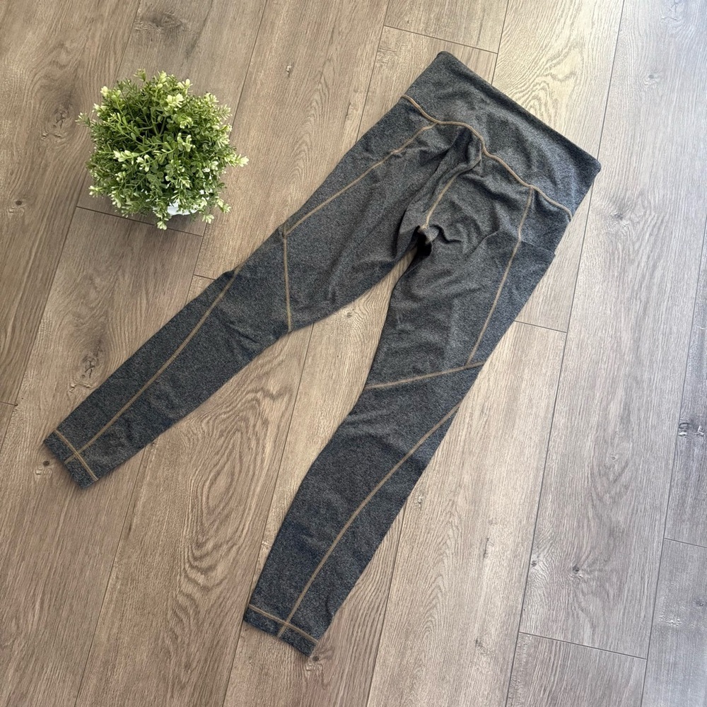 Athleta Heather Grey Stitched Athletic Leggings - Picture 3 of 5